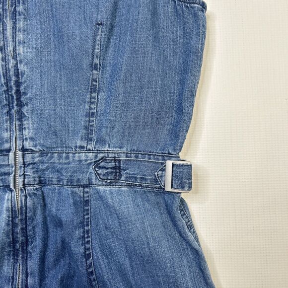 J CREW Point Sur Wide Leg Tailored Indigo Blue Denim Jumpsuit Size 6 Sleeveless - Picture 12 of 16